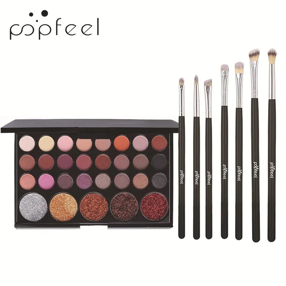 29 Colors Glitter Eye Shadow Palette Minerals Eyeshadow Pallete+7Pcs/Sets Brush - Image 2 of 4