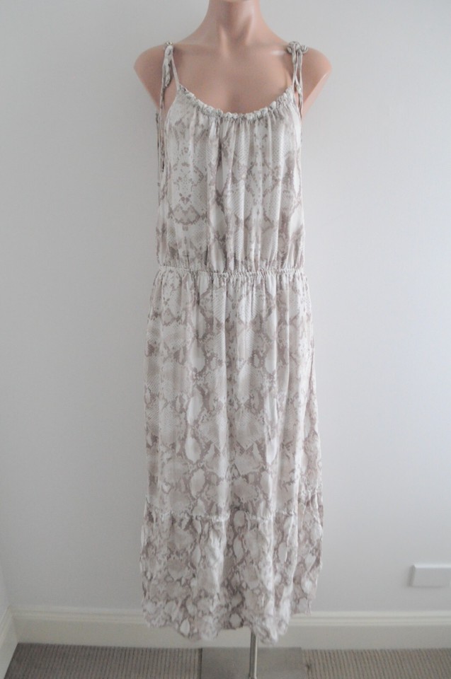 table Eight 8 Dress Womens 14 Brown White Snake print Midi Slip Sleeveless