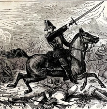 1880 Red Horse Of War And Rider Antichrist Victorian Wood Engraving DWZ3C