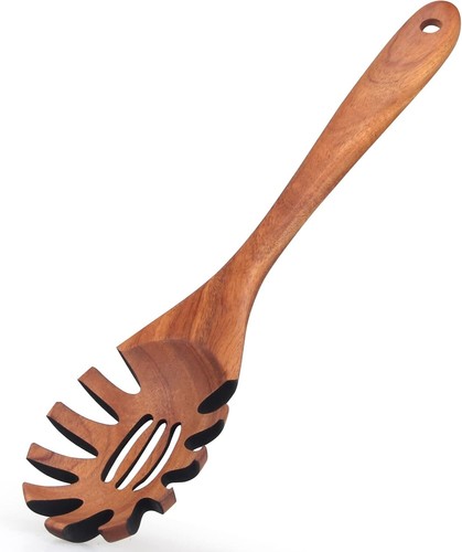 Acacia Wooden Pasta Spoon Spaghetti Fork 12.5 Inch Handmade Colander Spoons