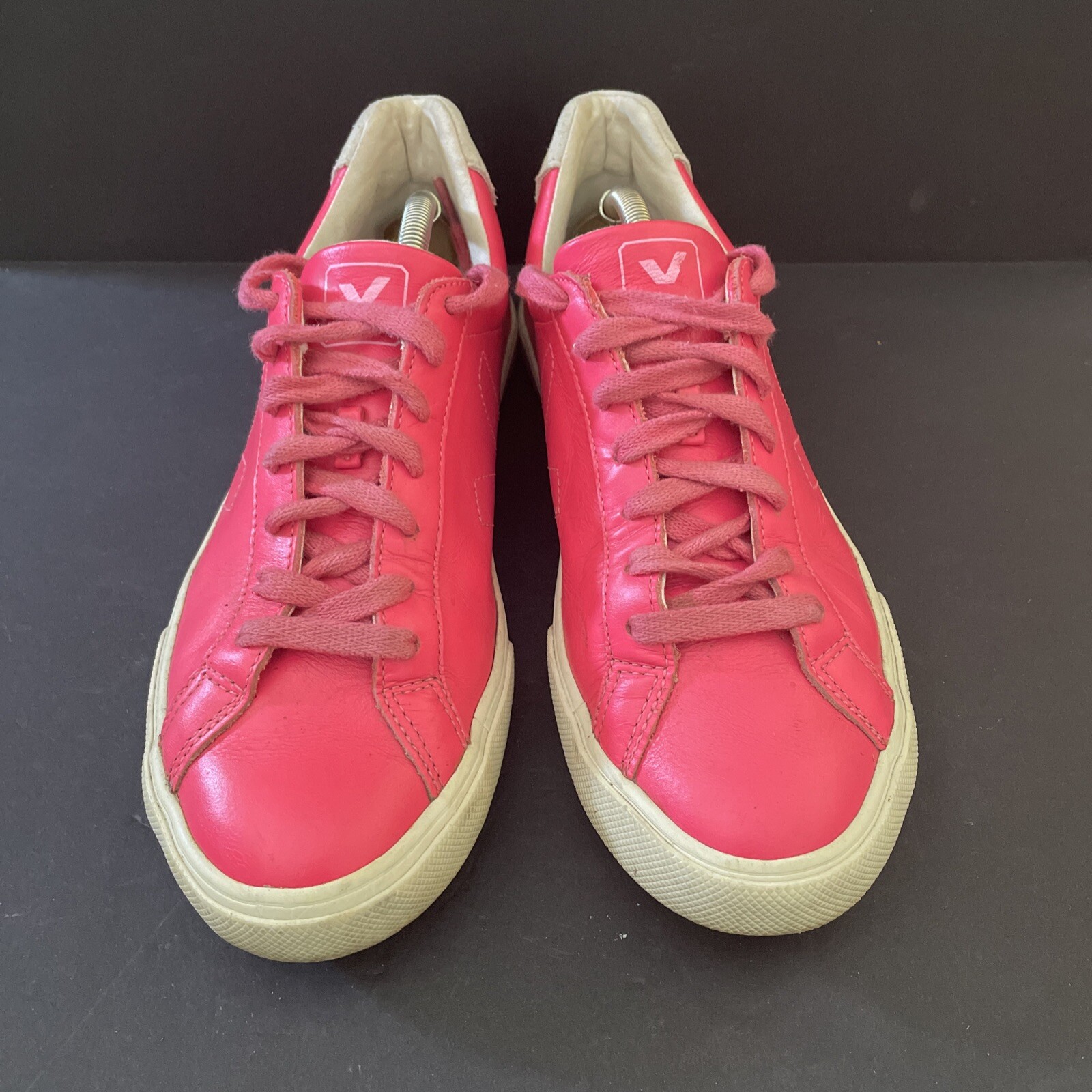 Veja Campo Hot Pink Leather Sneakers Lace Up Women's 40