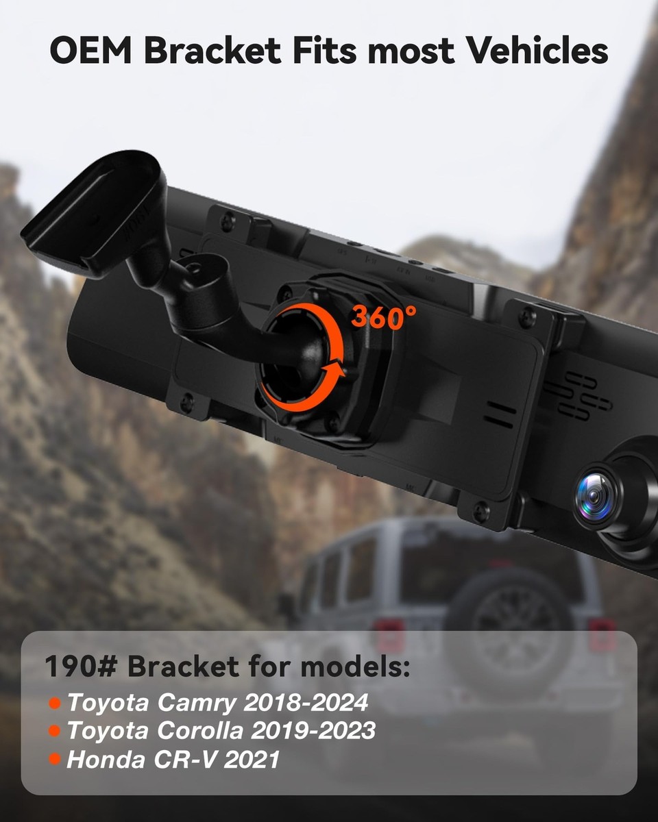 WOLFBOX OEM Mounting Bracket For USB-C Dash Cam Models G840S/G840H/G850/G900 Series