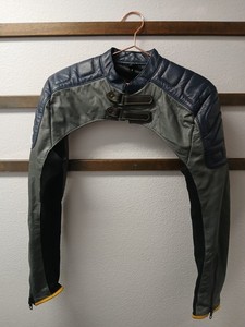 Unique Blue Genuine Leather Motorcycle Cropped Bolero Jacket, Medium, Unbranded