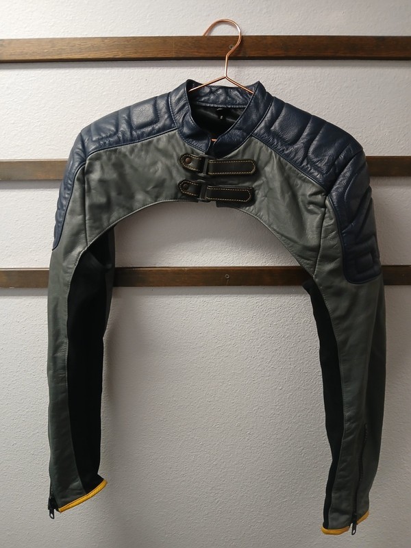 Unique Blue Genuine Leather Motorcycle Cropped Bolero Jacket, Medium, Unbranded