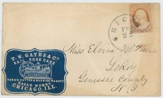 Mr Fancy Cancel 11 CAMEO ILLUSTRATED AD COVER RAILROAD CARS TIED CHICAGO ILLS CD