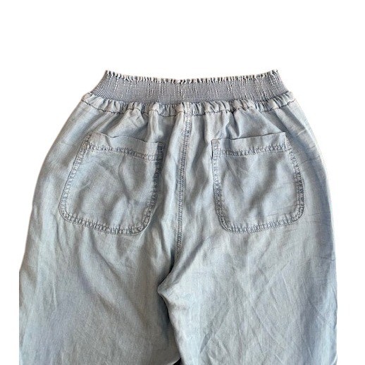 LOVE TREE Women's Light Wash Jogger Pants Smocked Waist Drawstring Casual Size S