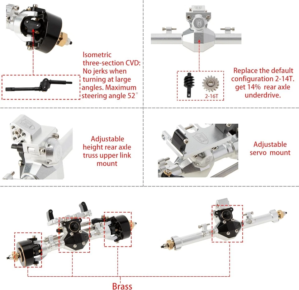 Front Axle +5mm Widened for Axial Deadbolt C10 JLU Gladiator - Image 4 of 4