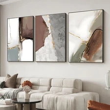 Wall Art Set of 3 Frames Canvas Wall art Decor Abstract Minimalism Natural St...