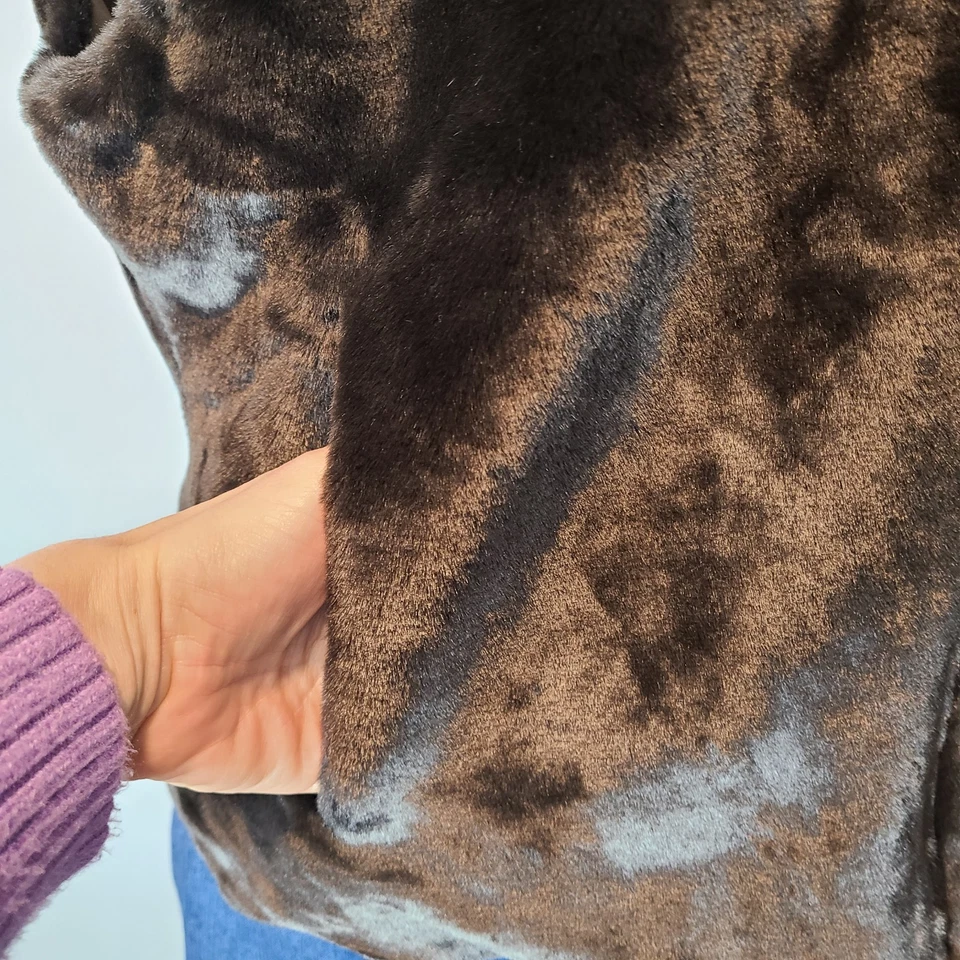 Chaleco de piel sintética reversible de colección para mujer talla marrón chocolate esposa mafia Y2K años 90 retro Foto 3 de 4