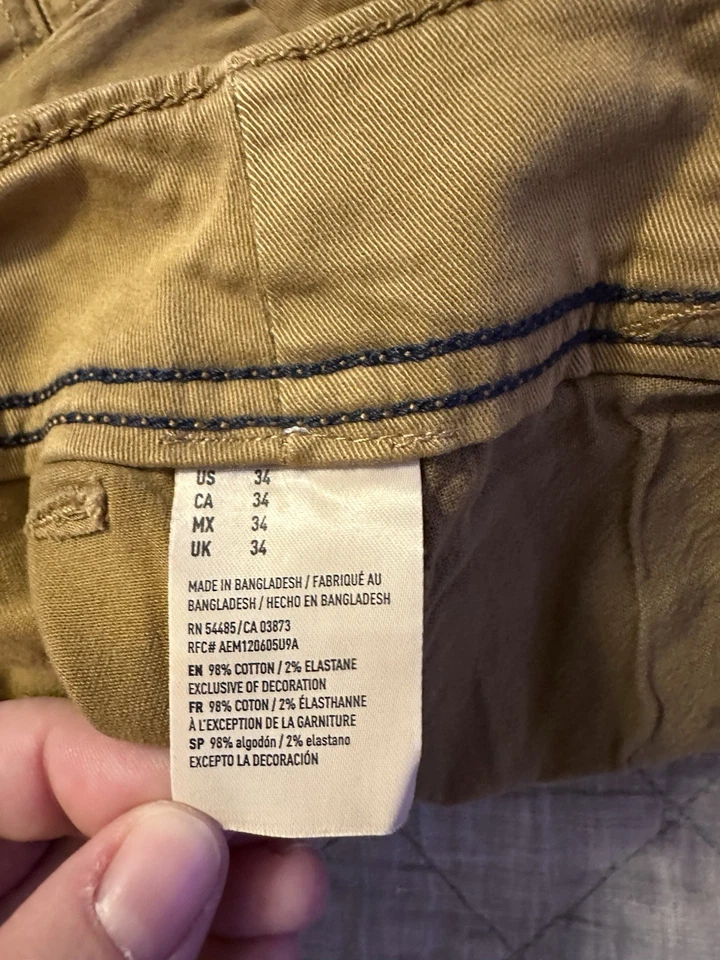 American Eagle Mens Cargo Shorts Size 34 Extreme Flex Khaki Preppy Hiking Y2K - Image 4 of 4