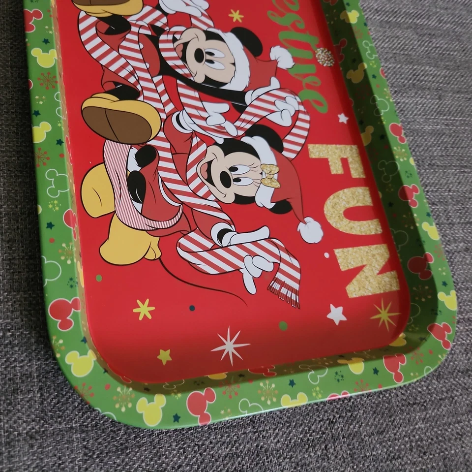 Disney Christmas Mickey and Minnie Tray- Rectangular Tin Serving Tray- 13.5" L  - Image 3 of 4
