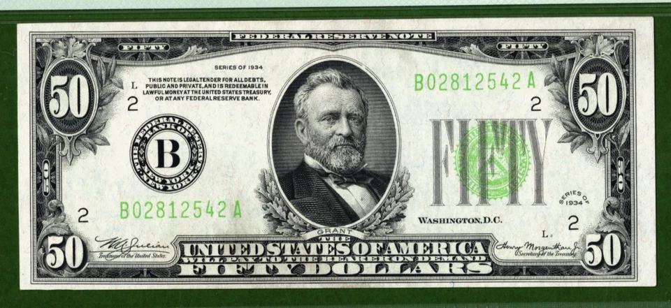 1934 $50 Federal Reserve 💸 New York 💸 PMG 58 EPQ - Image 3 of 4