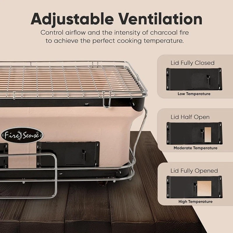 Настольный угольный гриль ручной работы Yakitori барбекю с регулируемой вентиляцией для приготовления пищи на открытом воздухе сделано в США - Изображение 3 из 4