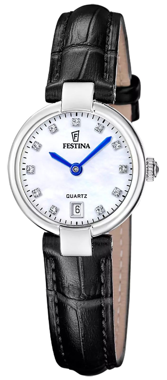 Festina Mademoiselle Quartz (26mm) Mother-of-Pearl Dial / Black Leather
