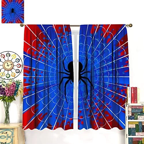 Cortinas de tela de araña Superhéroe, ventana azul rojo 21"W x 63"L (paquete de 2) Spider-8 Foto 4 de 4