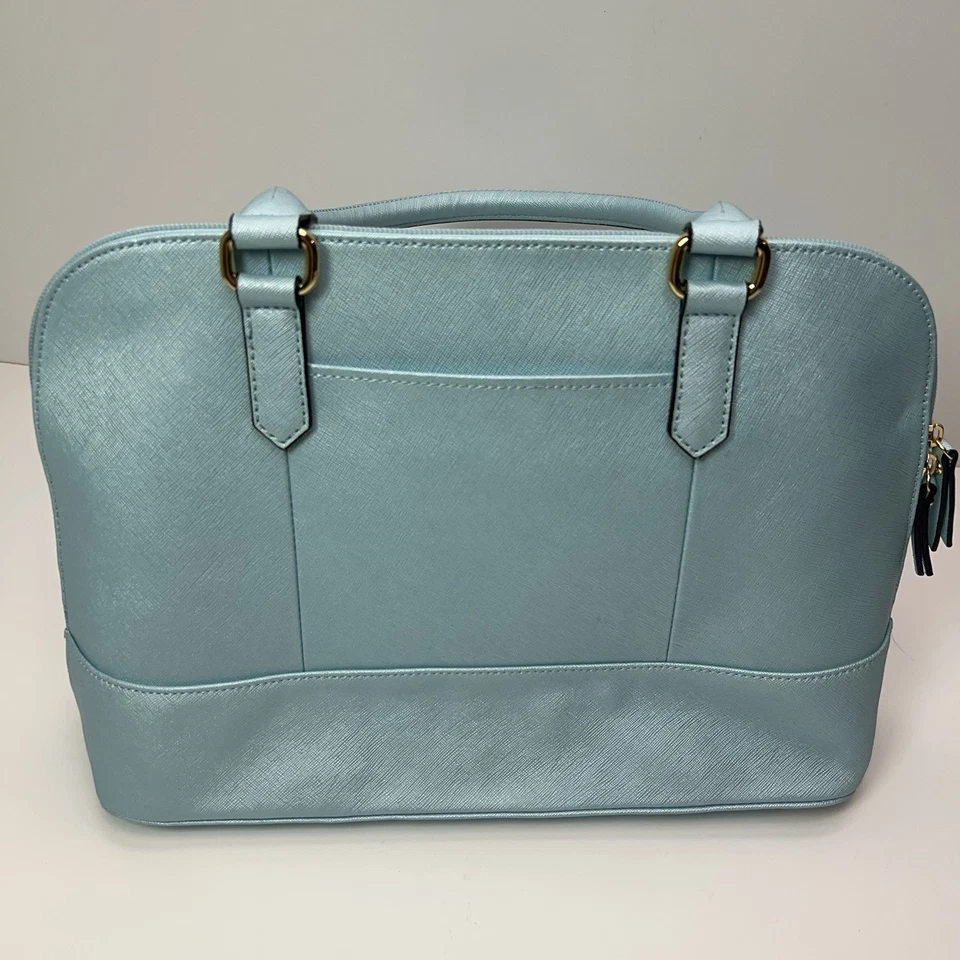 Cartera de hombro TIGNANELLO de cuero Bowery Dome forrada azul en polvo nueva con etiquetas Foto 2 de 4