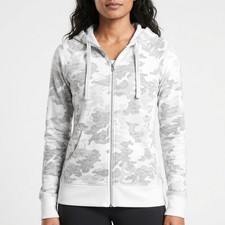 Athleta Cotton Blend White Stretch Camouflage Sweatshirt Women Size XS