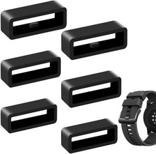 6x Black Silicone Watch Band Keepers Rubber Strap Loops Retainer Holder Rings