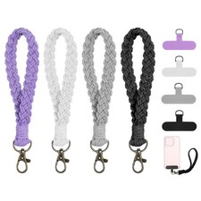 4 Pcs Boho Macrame Phone Wristlet Strap Keychain Wrist Strap with Tether Tab