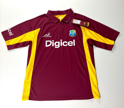 West Indies Woodworm Cricket Jersey NWT Maroon Sz XL Baenziga 1/4 Zip