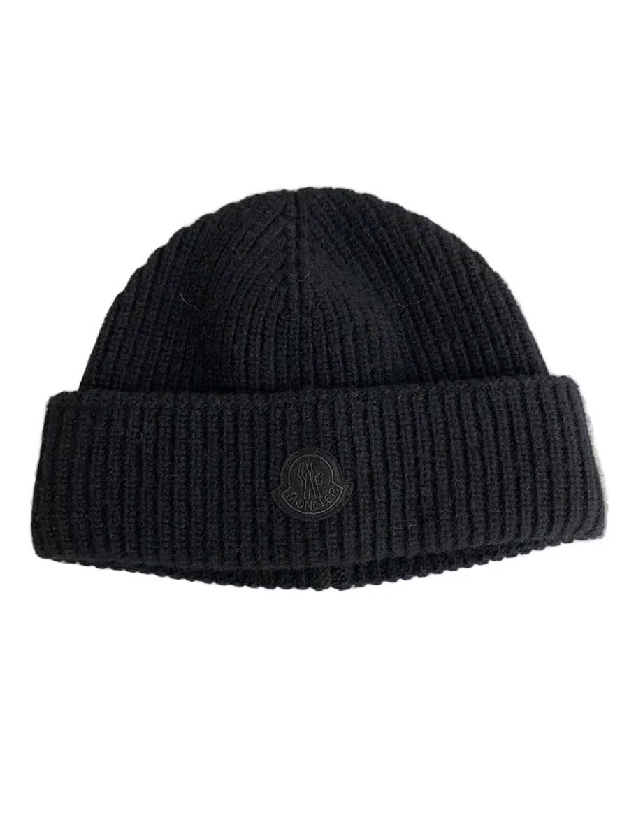 MONCLER Knit Cap Wool Black Solid Color Men's