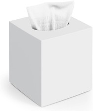 Tissue Box Cover, Square Modern Facial Acrylic 1 White