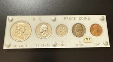 🥇 1957 US Mint Proof Set in Capital Plastics Holder - 90% Silver Franklin Half