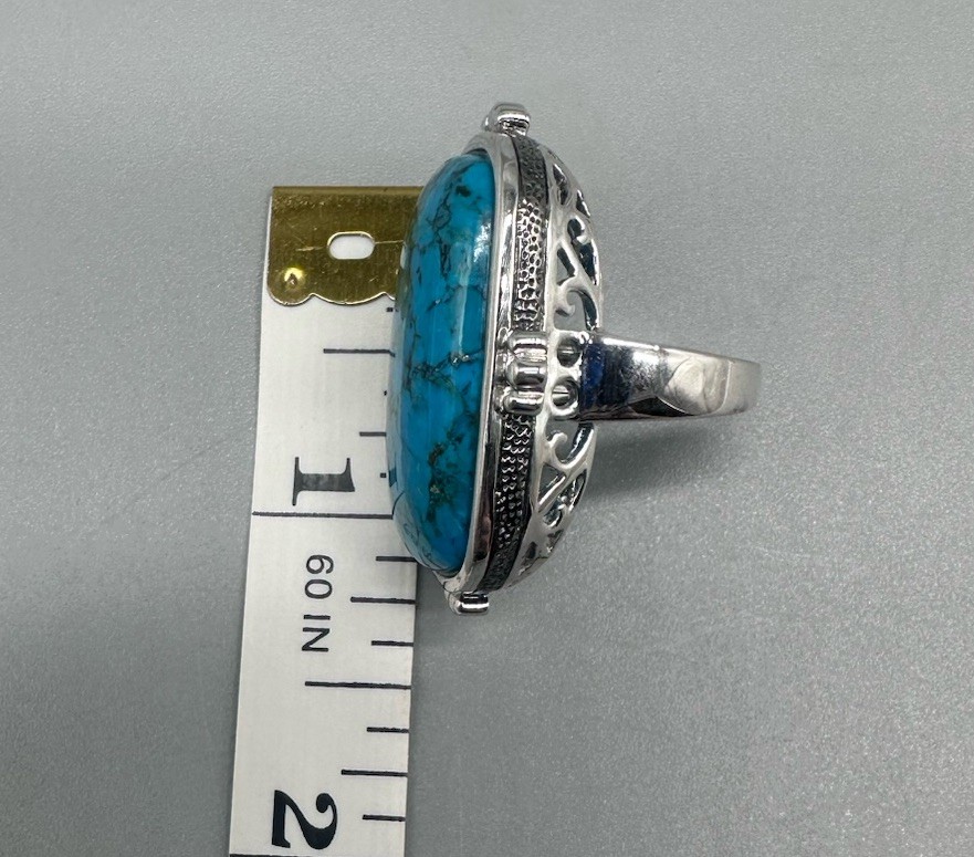 Sterling Silver Turquoise Large Statement Ring Si… - image 7