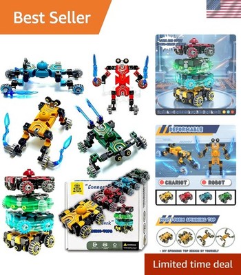 4-Pack Transformable Fidget Spinners for Kids,DIY Transforming Car & Robot Fi...