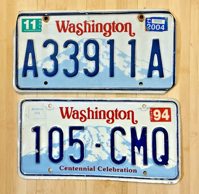 2-WASHINGTON Lic Plates 105-CMQ & A33911A
