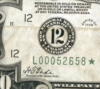 STAR 5 DIGT $20 1928 ((San Francisco)) Federal Reserve Note CURRENCY