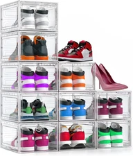 XX Large Clear Shoe Storage Box Organizer for Closet, 9 Pack Thicken Hard Plasti