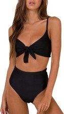 Women's High Waisted Bikini Sets Two Piece Swimsuit Black Size L