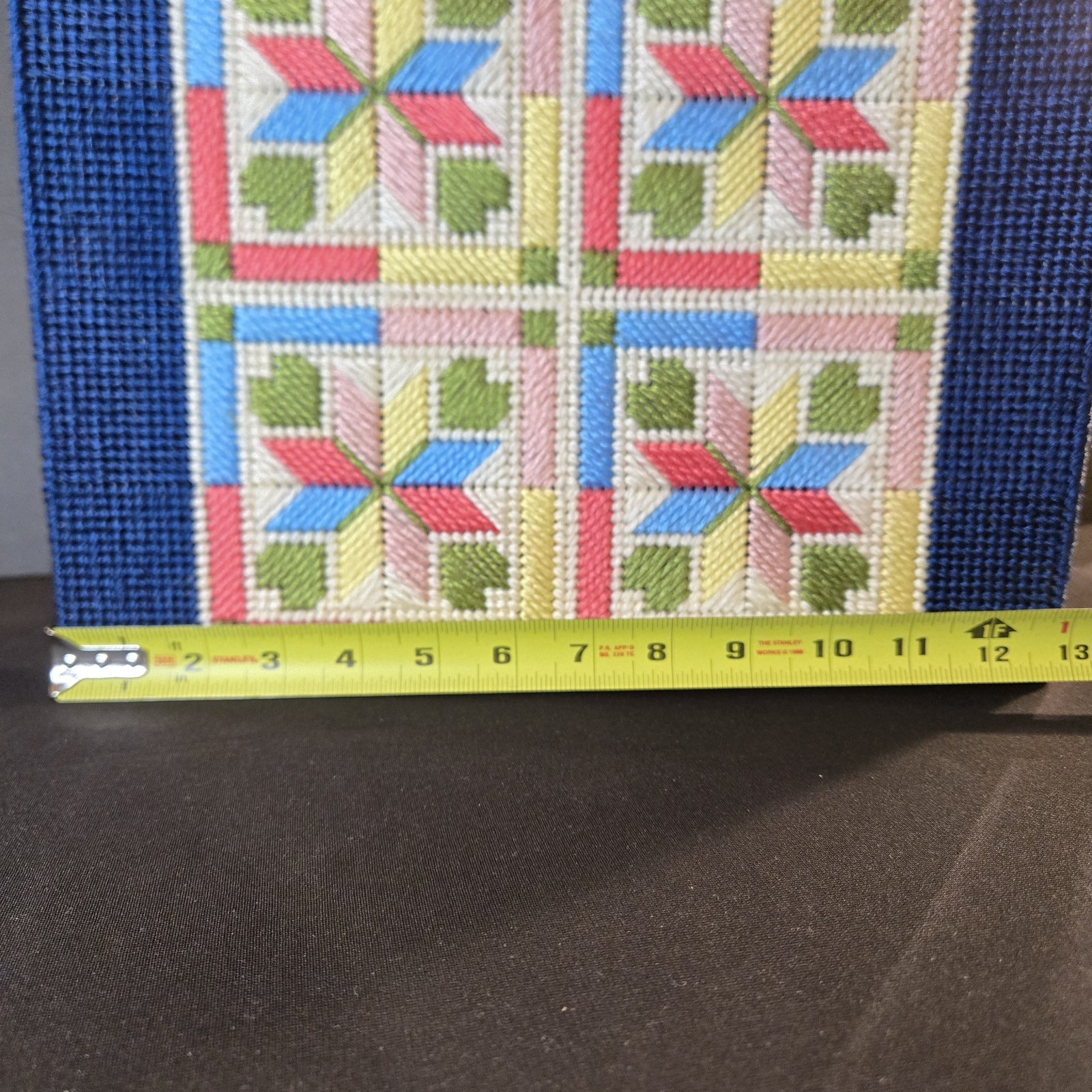 Vintage Needlepoint Patchwork Blue Tote Grannycor… - image 6