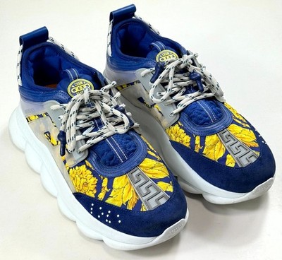 Versace Chain Reaction Bluette Gold Men Sneakers US EU