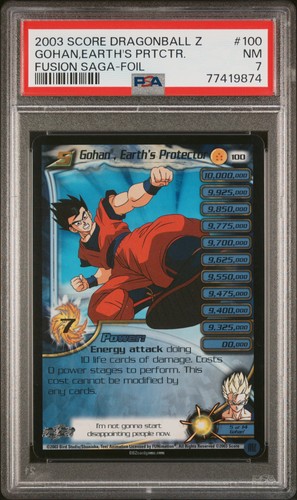 2003 SCORE DRAGON BALL Z FUSION SAGA #100 GOHAN, EARTH'S PROTECTOR FOIL PSA 7