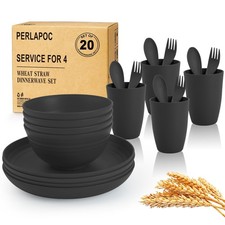 Wheat Straw Dinnerware Sets, Unbreakable Kids Plates and Bowls Sets 20-Piece ...