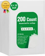 200 8"x12" Bags Food Magic Seal 4 Mil for Vacuum Food Storage Sealer Bags