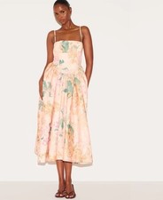 PLT Abstract Floral Corset Ruched Strappy Midaxi Wedding Guest Dress Size 14