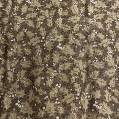VTG Candy Coated Christmas Tan Holly on Brown Thimbleberries RJR Fabrics 22'X14''