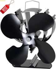 4 Blade Heat Powered Stove Fan Wood Log Burner Fireplace Air Circulation US