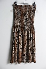Womens Vintage y2k Strapless Leopard Mini Dress - Brown - Size S Small (d63)