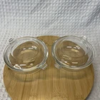 Set of 2 Vintage PYREX 019 Clear Glass Casserole Baking Dish 20oz/600ml with lid