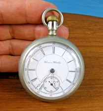 1897 Hampden Dueber Watch Co Railroad Grade 17J Model 3 Silverine Case Runs READ