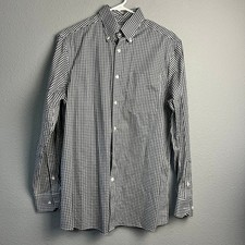 Hart Schaffner Marx Mens Black White Gingham Non-Iron Cotton Dress Shirt Medium