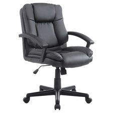 HOMCOM Desk Chair, PU Leather Office Chair with Adjustable Height and Swivel