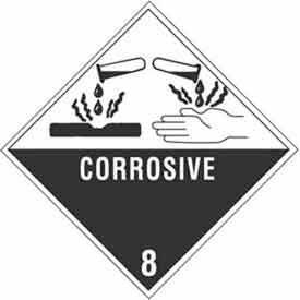 Corrosive"" Hazard Class 8 Labels 4""L x 4""W White & Black Roll of 500 Decker