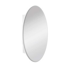 Glacier Bay 20x30 Oval White Frameless Beveled Mirror Medicine Cabinet