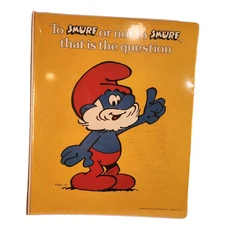 VINTAGE 1982 PEYO Mead PAPA SMURF Binder 3 Ring " To Smurf or not to smurf" 1982