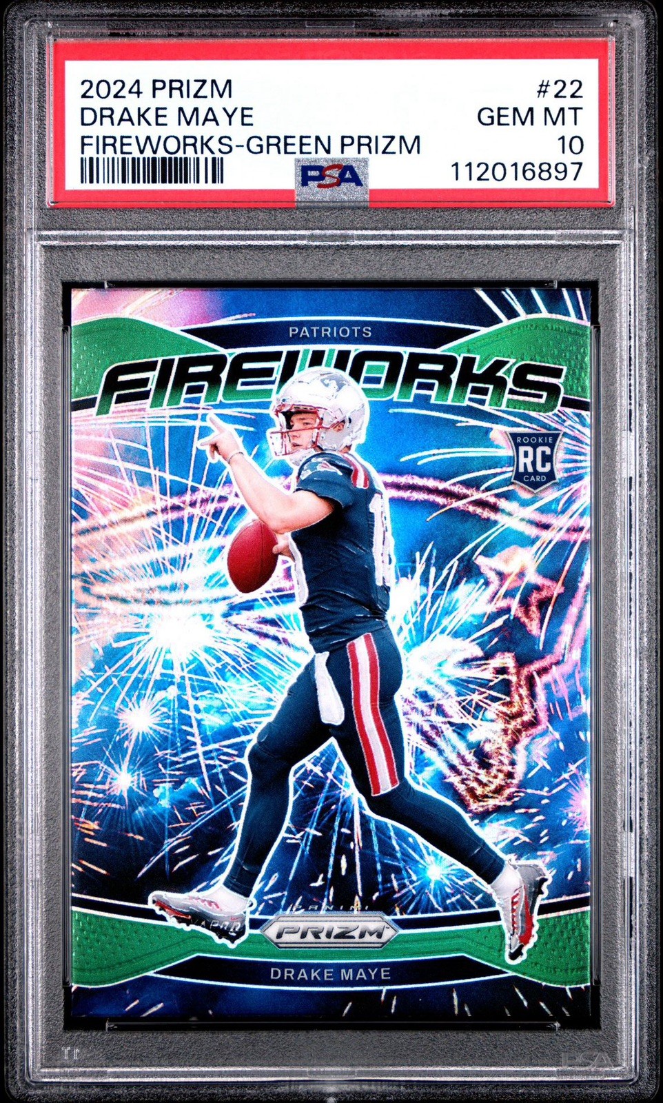 Drake Maye Panini Prizm Fireworks #22 Green Prizm